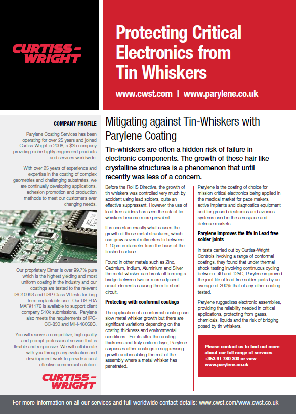 Protecting Critical Electronics from Tin Whiskers